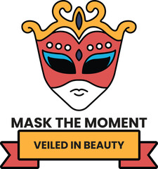 Illustration in concept of Dance Mask in line illustration style