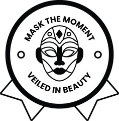 Illustration in concept of Dance Mask in line illustration style