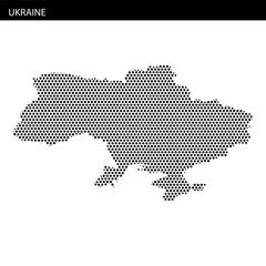 Ukraine outline map filled with dot pattern showcasing geographical features clearly