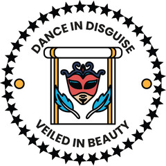 Illustration in concept of Dance Mask in line illustration style