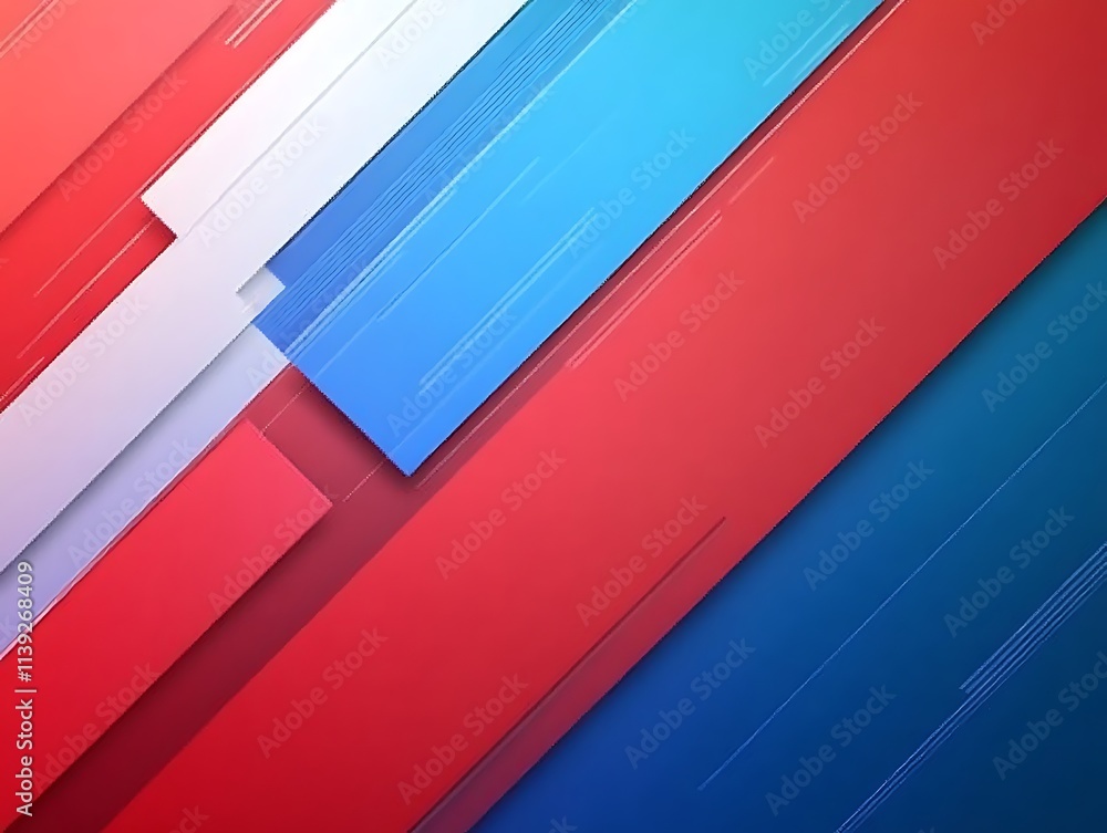 Poster abstract red and blue geometric background presentation design with diagonal lines, generative ai