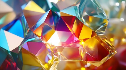 Abstract Colorful Crystal Geometric Shapes