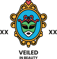 Illustration in concept of Dance Mask in line illustration style