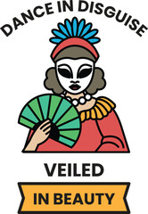Illustration in concept of Dance Mask in line illustration style