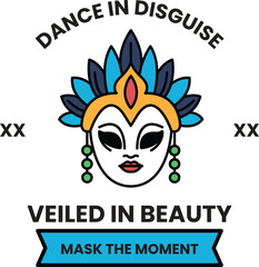 Illustration in concept of Dance Mask in line illustration style