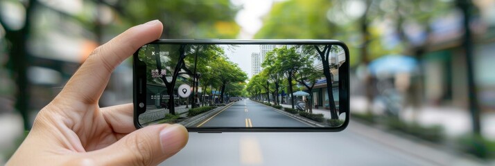 Captivating City Street View: A Vibrant Urban Exploration Through a Smartphone Lens