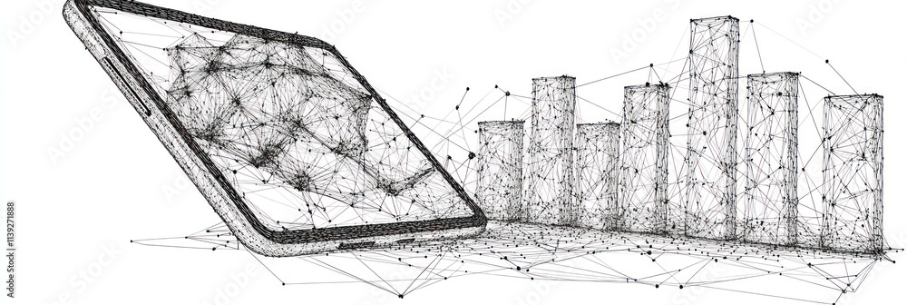 Poster data graphs on phone screen.