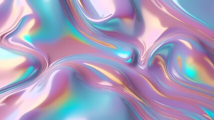 Fototapeta premium Holographic foil iridescent painting art of pastel color background