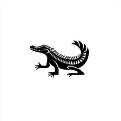 Fototapeta premium Stylized black alligator silhouette.