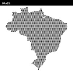 Fototapeta premium Brazil's geographical outline in a hexagonal dotted design demonstrating its unique shape