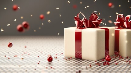 Fototapeta premium christmas composition on a transparent background with a gift concept