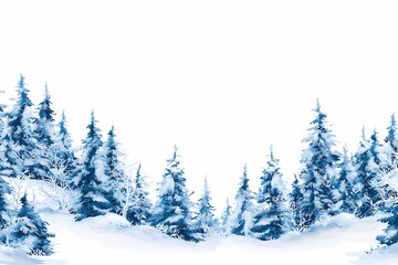 Obraz premium Winter Wonderland with Snowy Trees and Clear Blue Sky Background
