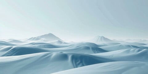 Fototapeta premium Serene Winter Landscape: Snowy Mountains and Icy Plains