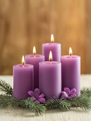 Serene Advent Candles with Glittering Floral Stems