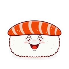 sushi salmon playful face cartoon cute