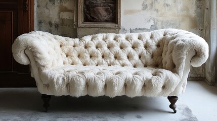 Luxury Fluffy Vintage Sofa: Elegant Home Decor