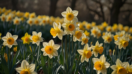 Fototapeta premium yellow daffodils in spring