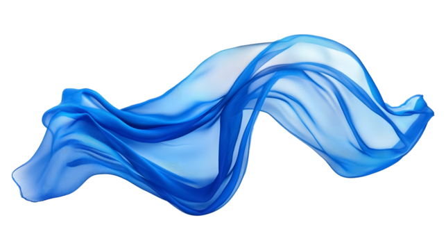Blue flying fabric on a transparent background. isolated background.
