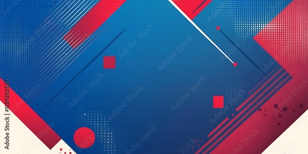 Poster abstract red and blue geometric background presentation design with diagonal shapes, generative ai