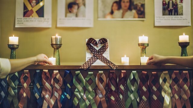 Memorial with Candles and Ties