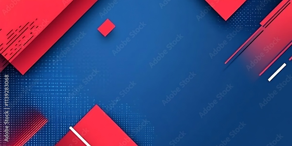 Poster abstract red and blue geometric background presentation design with diagonal shapes, generative ai