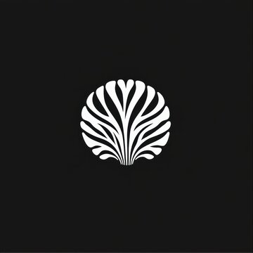 Abstract white stylized shell on black background.