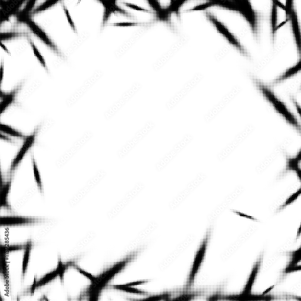 Poster black and white halftone background. abstract illustration of round particles. the dots form shapele