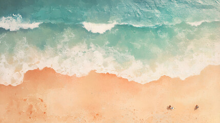 Oil Painting of A Beach from Birds' Eye View Aspect 16:9 Perfect for Wall Art