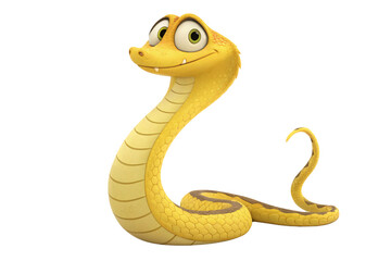 Naklejka premium A yellow snake, emphasizing the hexagonal scale pattern and a toothy grin, adding charm and character, isolated on a transparent background