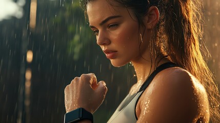 A woman athlete highlights the benefits of smart wearables for fitness, showing how technology supports health goals