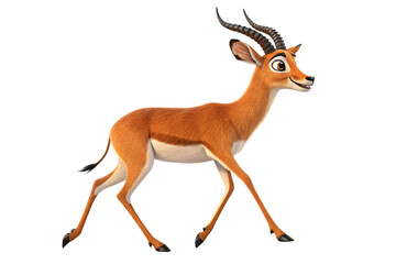 Fototapeta premium An antelope, stationary this time, highlighting its gentle features, sharp eyes, and soft fur with graceful contours, isolated on a transparent background