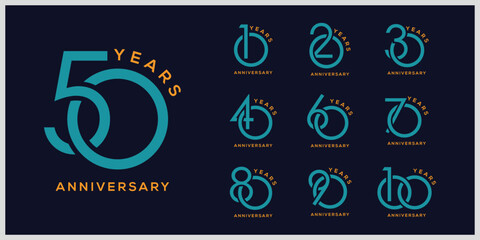 Collection of anniversary logo design. Celebration day special vector symbol concept