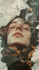 Serene Woman: Abstract Portrait, Dreamy and Peaceful