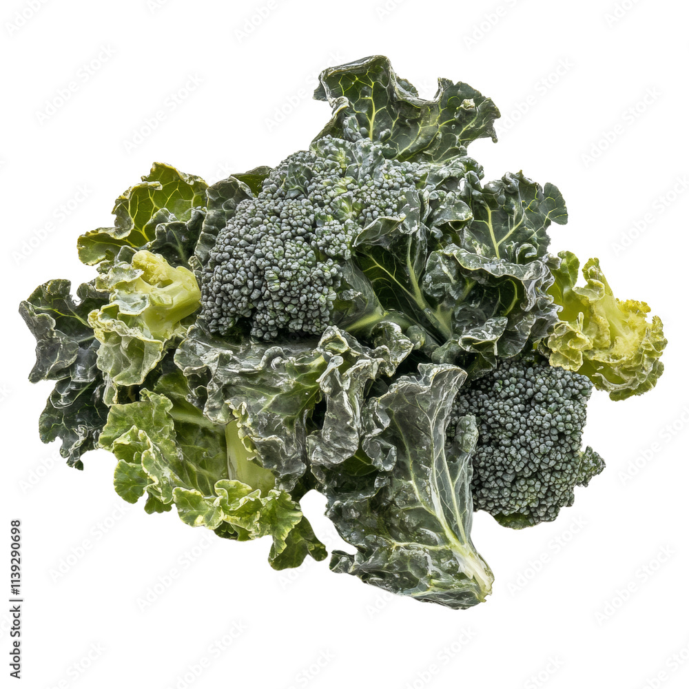 Poster close-up of broccolis, isolated on a transparent background