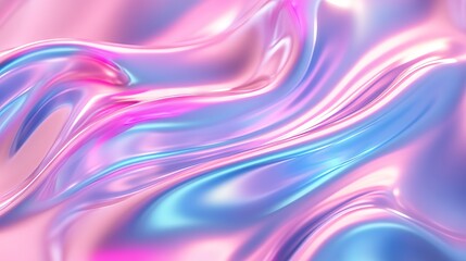 Obraz premium Vibrant abstract background illustration with shiny pink and blue wavy surfaces, colorful fluid patterns, and radiant textures for creative designs
