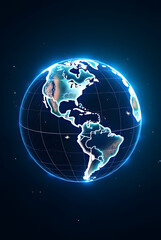 Fototapeta premium 3D illustration of Earth globe with continents and oceans, representing global communication and technology