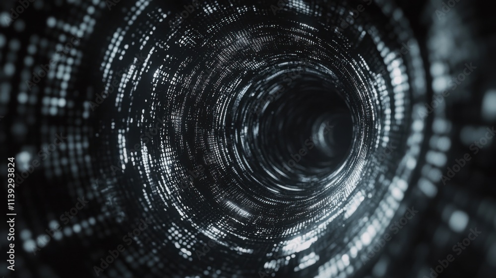 Poster abstract digital tunnel of light and data streams: a journey into cyberspace