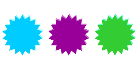 Colorful blank badge sticker label, explosion element