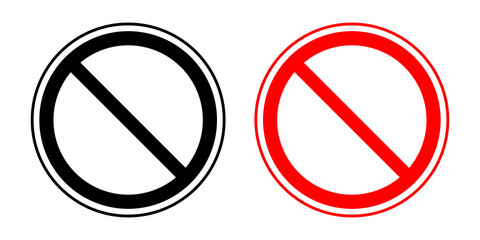 red and black slash circle sign icon symbol.  prohibited sign