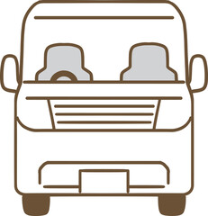 正面を向いた白い軽バンのシンプルな手書きイラスト(ベクター)