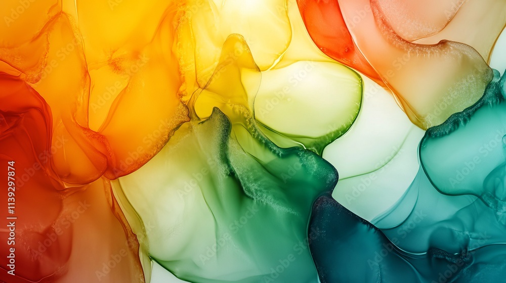 Poster vibrant colorful alcohol ink abstract background with dynamic swirls and fluid patterns for creative