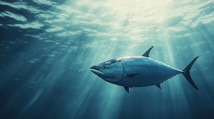 Fototapeta premium A school of tuna swimming in a tropical sea