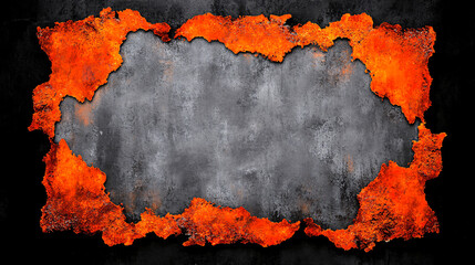 Rough grunge texture with cracked paint and weathered edges, featuring vibrant orange and gray tones. This striking background adds depth and character to any design project