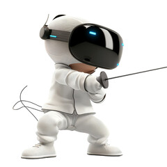 Child Engaged in Virtual Learning with VR Glasses and Interactive Controllers in Futuristic Setting