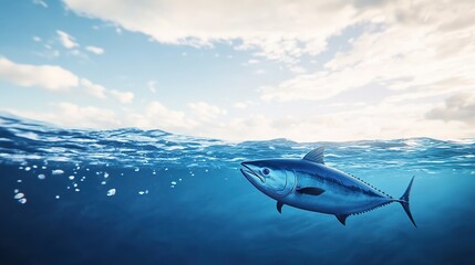 Fototapeta premium A school of tuna swimming in a tropical sea