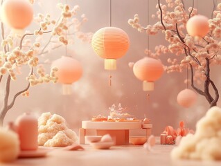 Wistful 2025 Chinese New Year in Hazy Digital Impressionist Render