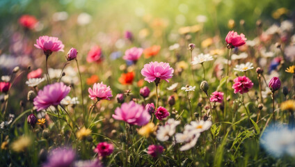 Obraz premium Beautiful Meadow with Spring Flowers