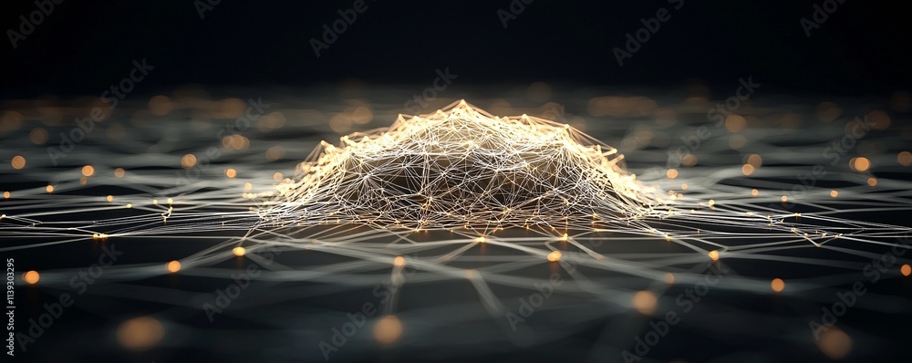 Poster a glowing cloud composed of interconnected data streams, surrounded by futuristic automation technol