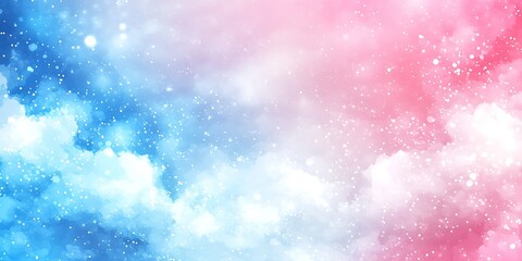 Obraz premium Dreamy pink and blue sky with clouds and sparkling stars.