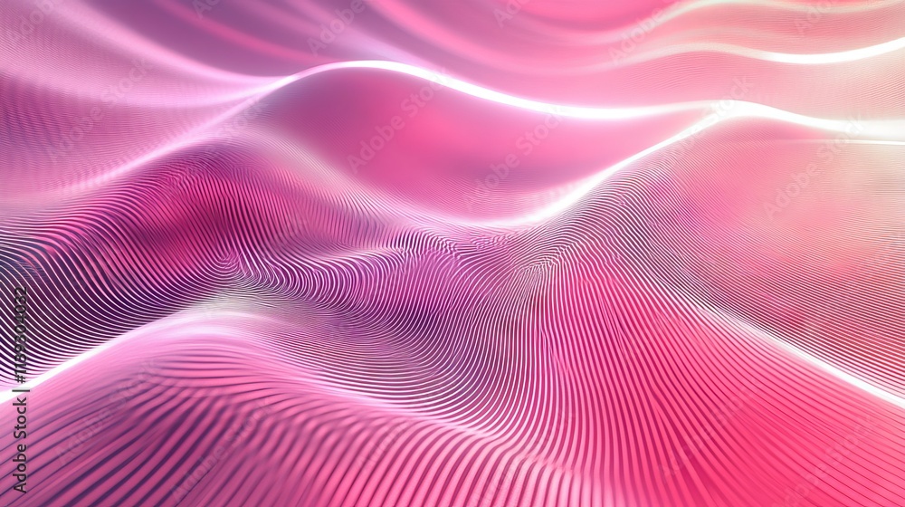 Poster vibrant pink abstract background with flowing lines and smooth gradient effect, ideal for modern des